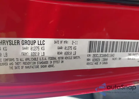 2011 Dodge Charger from USA, damaged, VIN 2B3CL3CG0BH511643